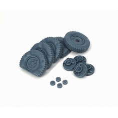1/35 Sd.Kfz. 222 Late Flat Tyres Type 1 (4pcs + Spare) for Tamiya Kit