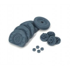 1/35 Sd.Kfz. 222 Late Flat Tyres Type 3 (4pcs + Spare) for Tamiya Kit