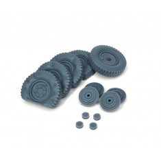 1/35 Sd.Kfz. 222 Late Flat Tyres Type 1 (4pcs + Spare) for HobbyBoss Kit