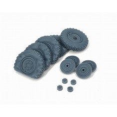 1/35 Sd.Kfz. 222 Late Flat Tyres Type 2 (4pcs + Spare) for HobbyBoss Kit