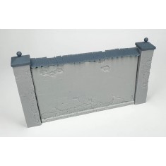 1/35 Primed Brick Wall with Pillars and Plain Roof Tiles - Cracked (12.5 x 6.5cm)