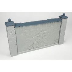 1/35 Primed Brick Wall with Pillars and Plain Roof Tiles - Heavy Cracked (12.5 x 6.5cm)