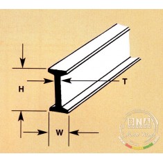 BFS-4 Fineline Styrene I-Beam (3.2mm) H x (1.6mm) W x (0.6mm) T x (375mm) L 1pcs
