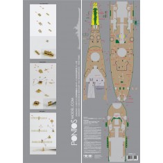 1/200 USS BB-63 Missouri 1945 Wooden Deck set for Trumpeter kit (Teak Tone)