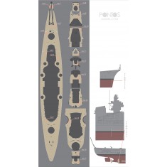 1/350 DKM Tirpitz Wooden Deck Set & Dry Transfer for Tamiya kit #78015