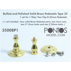 Buffed and Polished Solid Brass Pedestals Type 35 for 1/350 -1/700 Ships