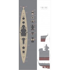 1/350 DKM Bismarck Wooden Deck Set &Dry Transfer for Revell kit