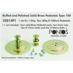Buffed and Polished Solid Brass Pedestals Type 100 for 1/200 or Larger Ship models