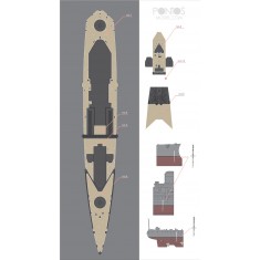 1/350 HMS Repulse Wooden Deck Set & Dry Transfer for Trumpeter kit