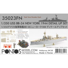 1/350 USS BB-34 New York 1944 Detail set (Teak Tone Deck) for Trumpeter #05339