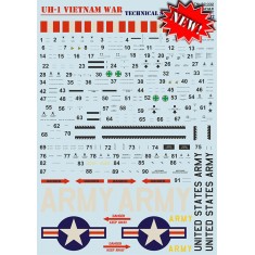 Decals for 1/32 Bell UH-1 Iroquois Air Ambulance in Vietnam War Technical Stencils