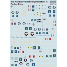 Decals for 1/35 M10 Tank Destroyer of the Regiment Blinde de Fusiliers-Marines 