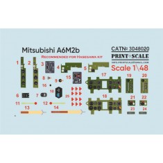 1/48 Mitsubishi A6M2B Instrument Panel 3D Decal for Hasegawa kit