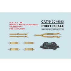 1/48 P-47D Thunderbolt -Bubbletop Instrument Panel 3D Decal for Tamiya kit