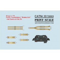 1/72 P-47D Thunderbolt ''Bubbletop'' Panel and Seatbelt 3D Decal  for Tamiya kit