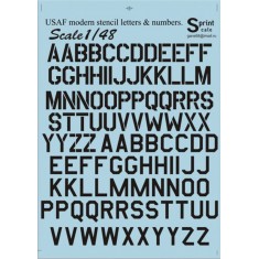 1/48 USAF Modern Stencil Letters and Numbers - Black (1.5 leaf Decals)