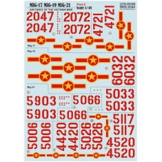 1/48 Wet Decals - Air Force of The Vietnam War Mikoyan MiG-17 / MiG-19 / MiG-21 Part 2