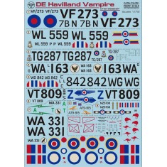1/72 de Havilland Vampire One Seater Decals