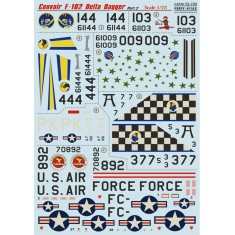 1/72 Wet Decals - Convair F-102 Delta Dagger Part2 The Complete Set 1.5 Leaf (2 sheets)