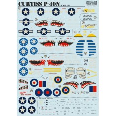 1/72 Wet Decals - Curtiss P-40N Warhawk