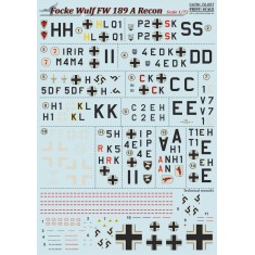 1/72 Wet Decals - Focke-Wulf Fw 189A Recon