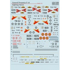 Decals for 1/72 General Dynamics F-16 Fighting Falcon Venezuela/Indonesia/Romania