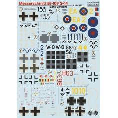 Decals for 1/72 Messerschmitt Bf-109 G-14 Late