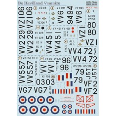 Decals for 1/72 De Havilland FB Vampire