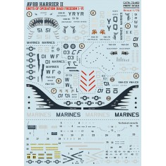 Decals for 1/72 McDonnell Douglas AV-8B Harrier, Units operation Iraqoi Freedom I-VI
