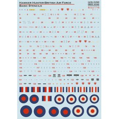 1/72 British AF Hawker Hunter. Technical Stencils Decal
