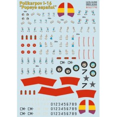 1/72 Spanish Polikarpov I-16 "Popeye Espanol" Fighter Decals