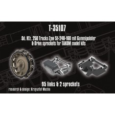1/35 Sd.Kfz. 250 Tracks Zpw 51-240-160 mit Gummipolster and Drive Sprockets for TAKOM kits