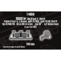 1/48 Tracks for StuG III Ausf. G; StuH 42; Pz.Kpfw. IV Ausf. H; Hummel; Jgd.Pz. IV/70(A); Jgd.Pz. IV/L48; StuG IV - "type 5B". 1942+ prod.