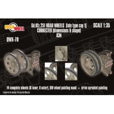 1/35 Sd.Kfz. 251 Road Wheels (early type cap) for ICM kit