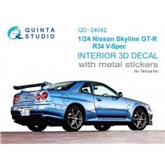 1/24 Nissan Skyline GT-R R34 V-Spec 3D Interior Decals for Tamiya Kit (Metal Stickers)