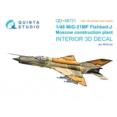 1/48 MiG-21MF 3D Interior Decals for RFM Kit (Moscow Plant, Resin Parts)