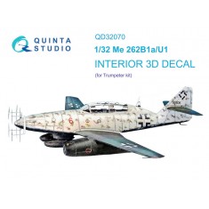 1/32 Me 262B1A/U-1 3D-Printed & Coloured Interior on Decal Paper for Trumpeter kits