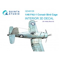 1/48 F4U-1 Corsair Birdcage 3D-Printed & Coloured Interior on Decal Paper for HobbyBoss
