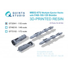 1/32 MBD2-67U Ejector Racks with FAB-100-120 Bombs (2x Racks, 8x Bombs)