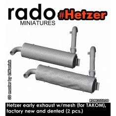 1/35 Hetzer Initial/Early Exhausts with Mesh, New and Dented (2pcs) for Takom Kit