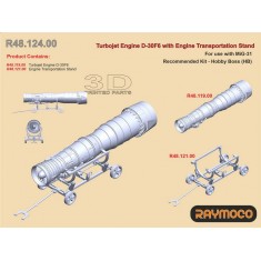 1/48 Mikoyan MiG-31 Engine D-30F6 with Transportation Stand for Hobby Boss kits
