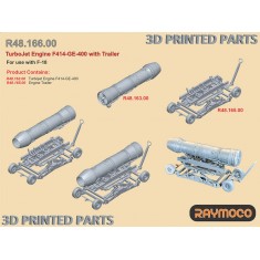 1/48 F-18 Turbo Jet Engine F414-GE-400 with Trailer for Hasegawa kit