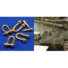 Brass Shackles (4pcs, Type:A, H: 10.5mm, D: 6mm, R: 1.2mm) for military vehicles