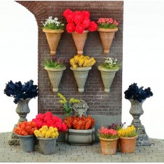 1/35 Flower Pot Set (15 resin parts & assorted flowers)
