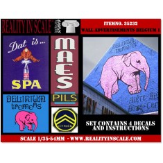 1/35 Wall Advertisement Decals 1930's - 1950's - Belgium set 1 (4pcs)