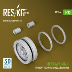 1/35 Merkava Mk.4 Rubber-Tyred Road Wheel Set (12 Pairs) for Meng/HobbyBoss Kits