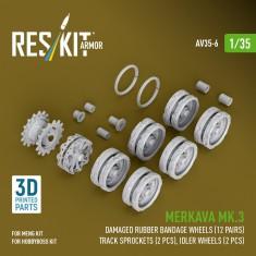 1/35 Merkava Mk.3 Damaged Rubber Wheels Set for Meng/HB