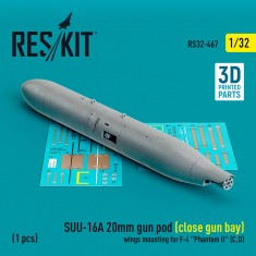 1/32 F-4 Phantom II C/D SUU-16A 20mm Gun Pod (close gun bay) Wings Mounting