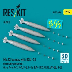 1/32 Mk.83 Bombs with BSU-35 Thermally Protected (4pcs) for A-4/6/7, F-4/8, F-14, F/A-18