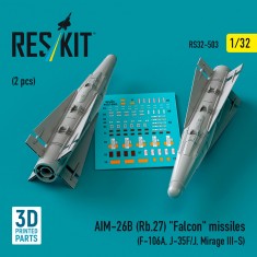 1/32 AIM-26B (RB.27) Falcon Missiles (2pcs) for F-106A, J-35F/J, Mirage III-S